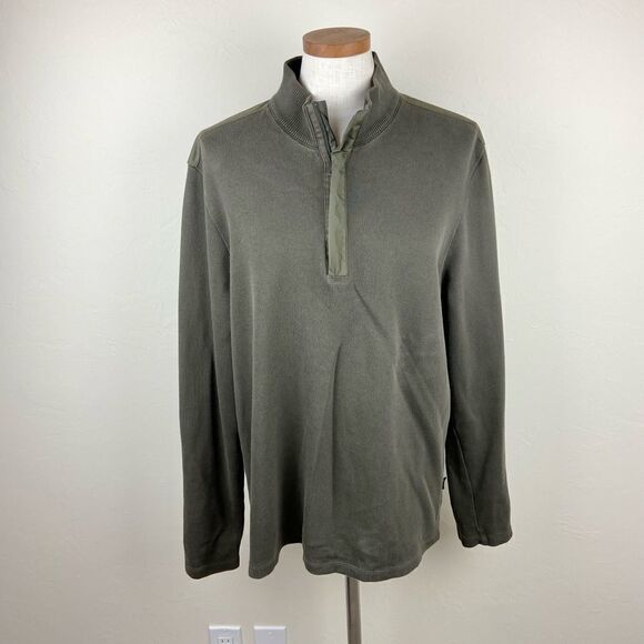 Hugo Boss 1/4 Zip Pullover Sweater - Olive - Picture 1 of 6